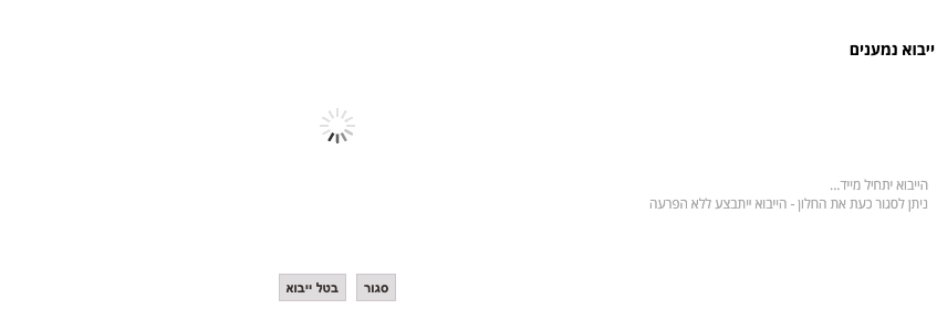 חלונית התקדמות הייבוא, שממשיך לרוץ ברקע